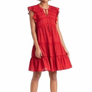 Knox Rose Red Boho Lace tiered dress Size Large